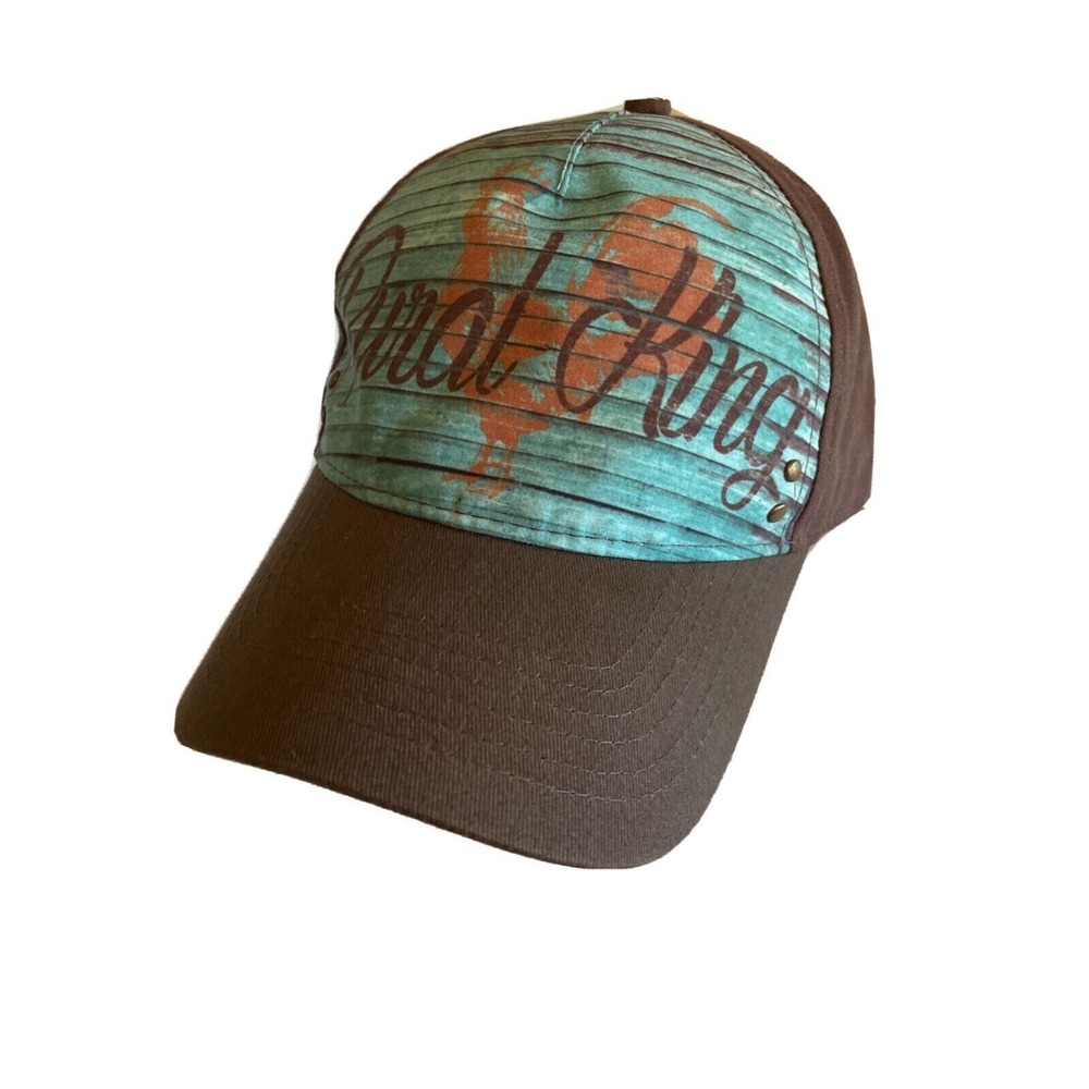 Rural King Ladies Fit Hat Brown Teal Wood Grain Rooster Snapback Cap Outdoor Cap